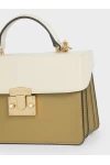 Charles Keith Two Tone Metallic Push Lock Handbag Multi